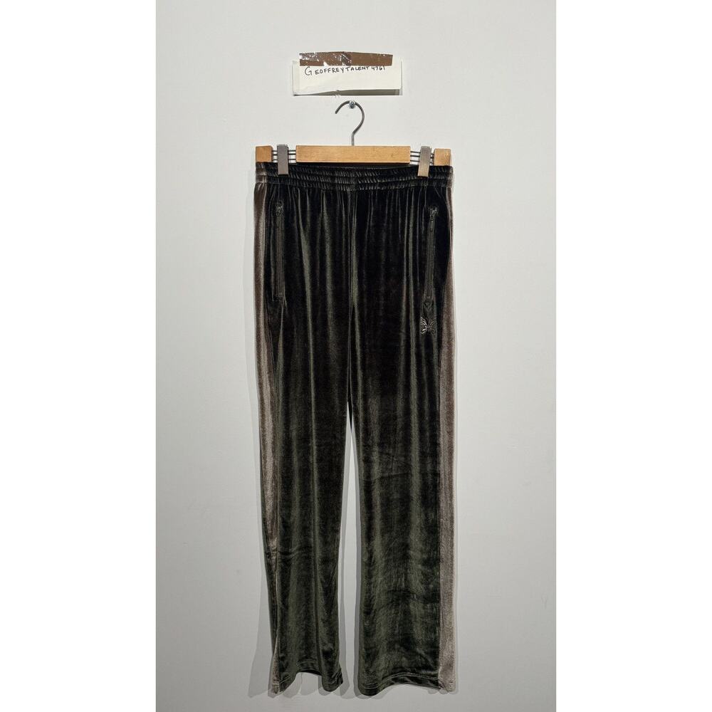 Dark Green Needles Velour Track Pants - Size Medium